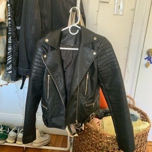 Black fitted leather jacket size medium